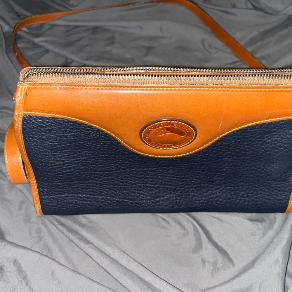 Dooney & Bourke Navy and Tan Leather Crossbody Bag